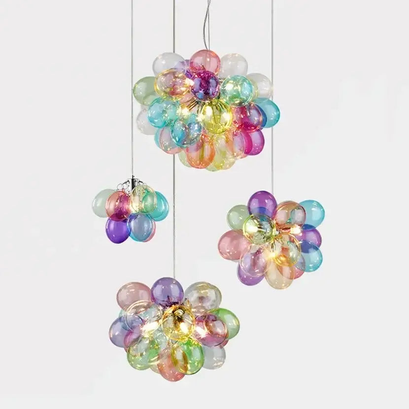 Colorful glass bubble chandelier pendant light for living room