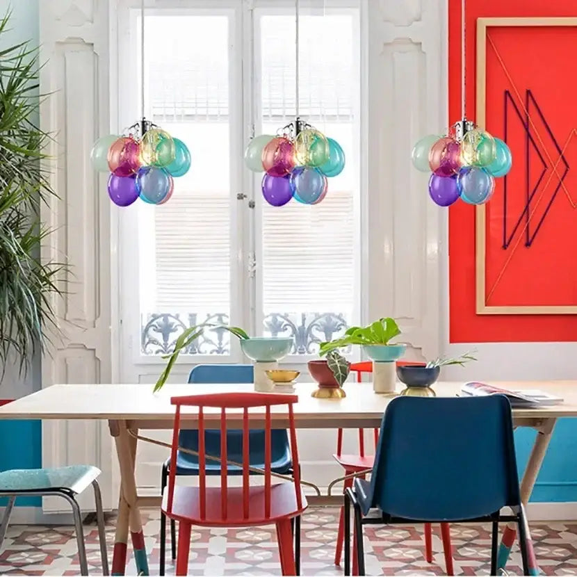 Colorful glass bubble chandelier pendant light for living room