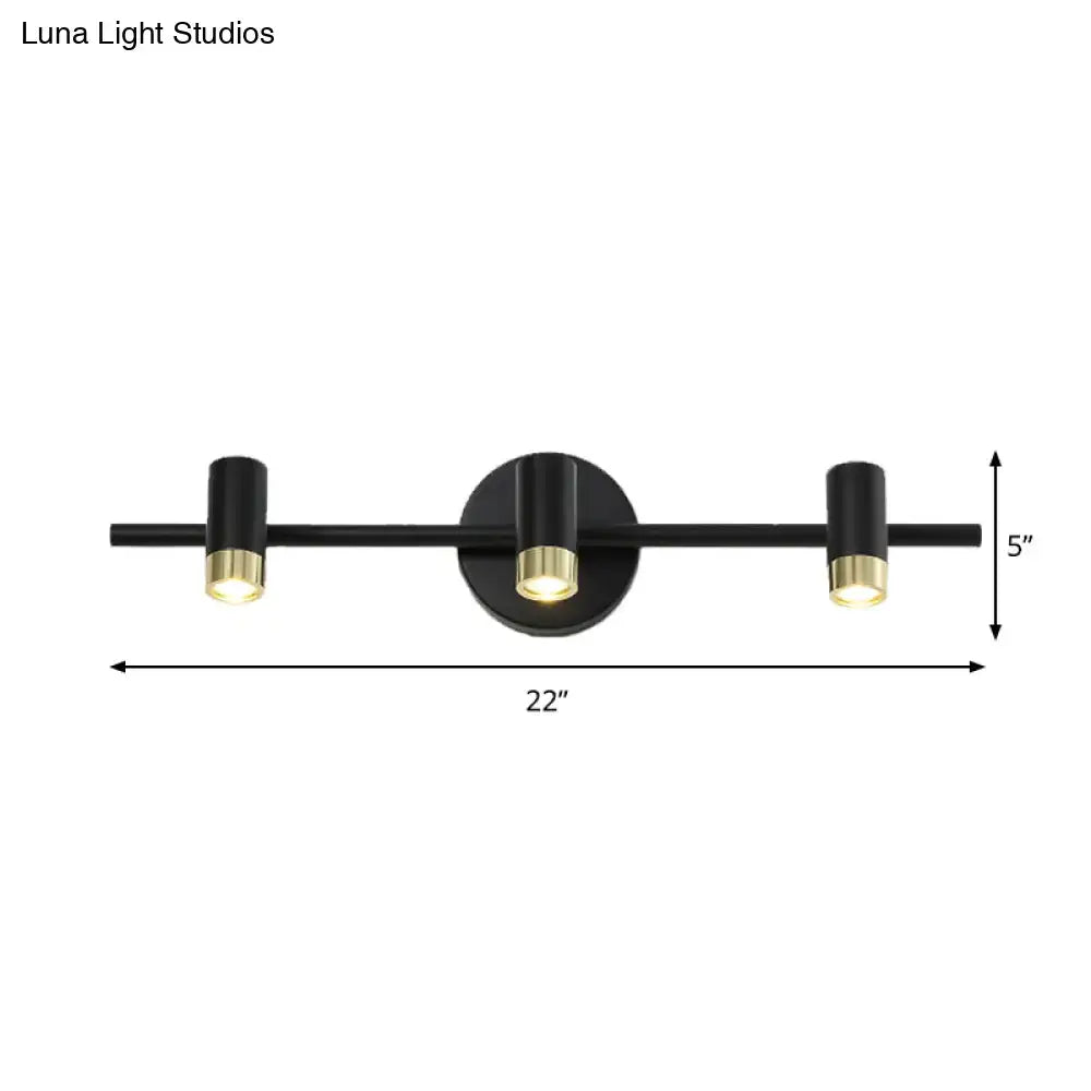 DecorBites™ Contemporary Black Adjustable 3-Bulb Wall Sconce Vanity Light