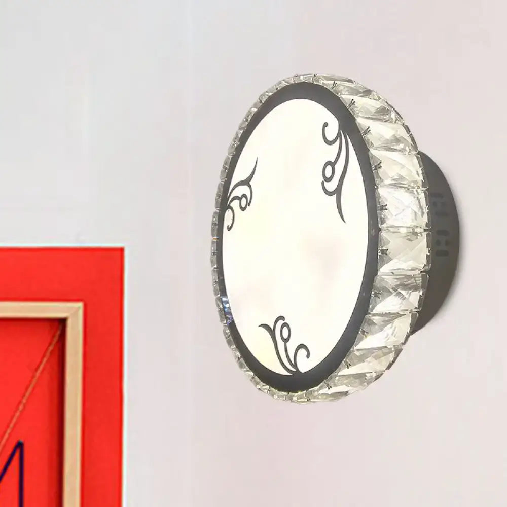 DecorBites™ Contemporary LED Circular Wall Light - Clear Crystal Design - Warm or White Light Option - Wall Mounted Lighting