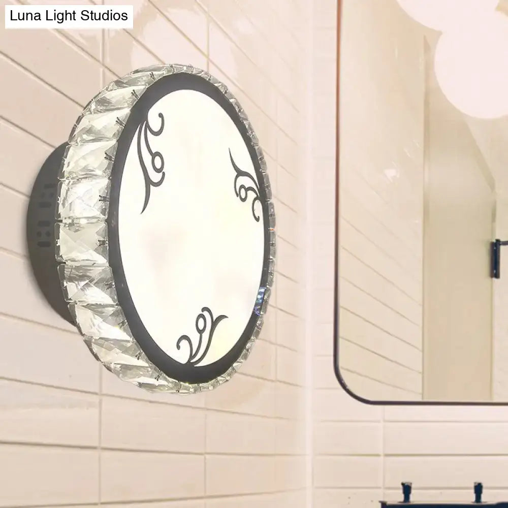 DecorBites™ Contemporary LED Circular Wall Light - Clear Crystal Design - Warm or White Light Option - Wall Mounted Lighting