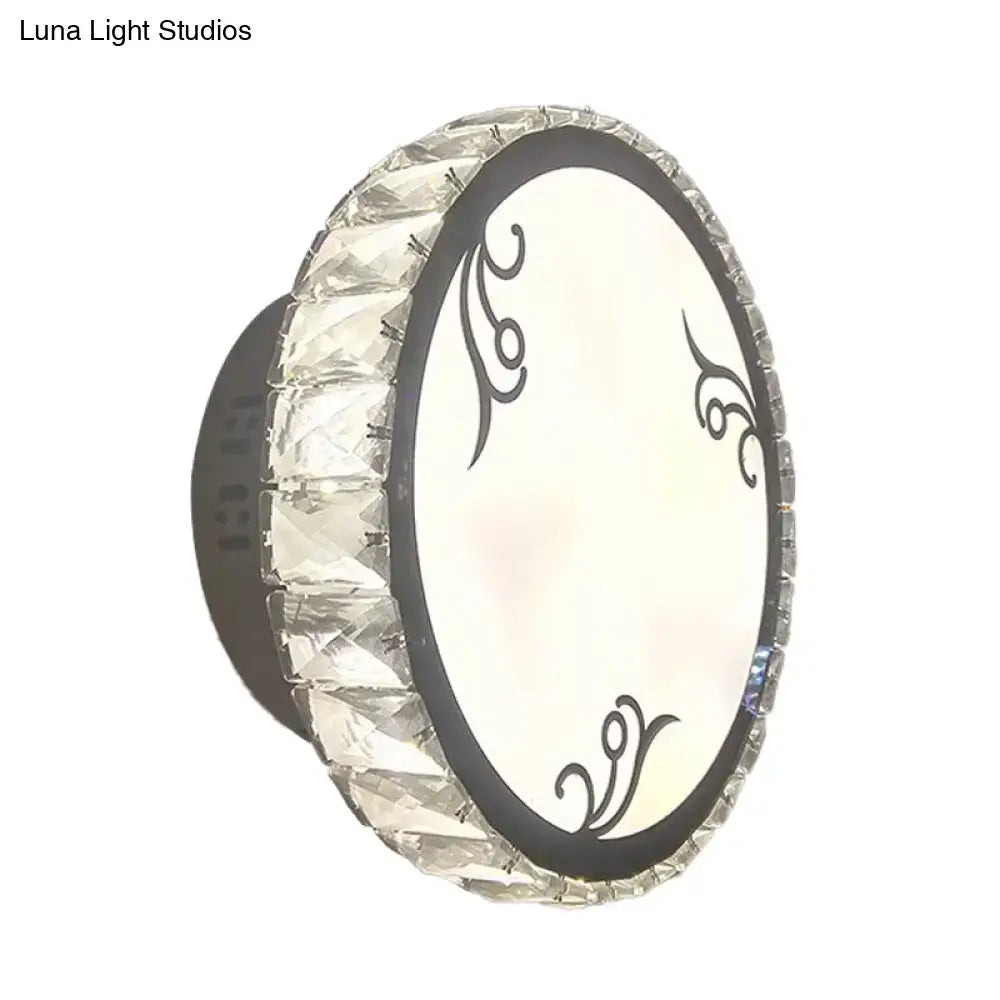 DecorBites™ Contemporary LED Circular Wall Light - Clear Crystal Design - Warm or White Light Option - Wall Mounted Lighting