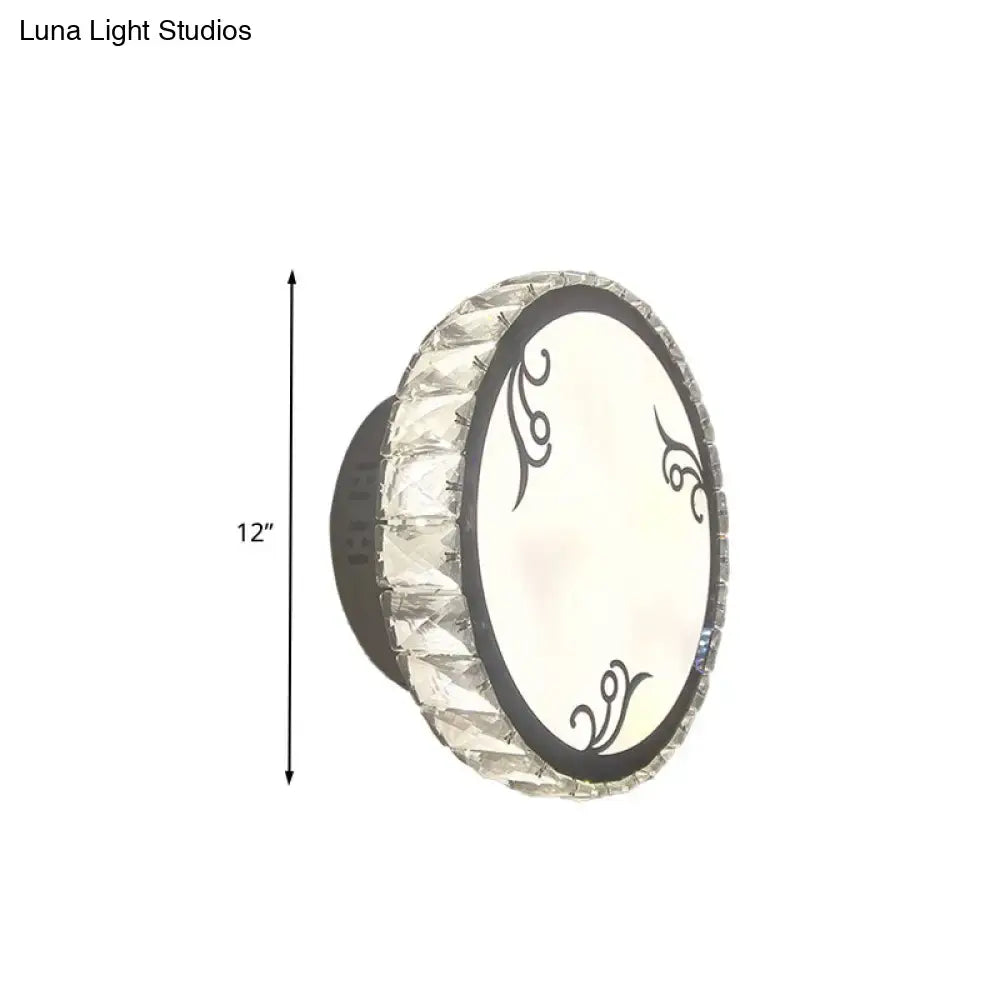 DecorBites™ Contemporary LED Circular Wall Light - Clear Crystal Design - Warm or White Light Option - Wall Mounted Lighting