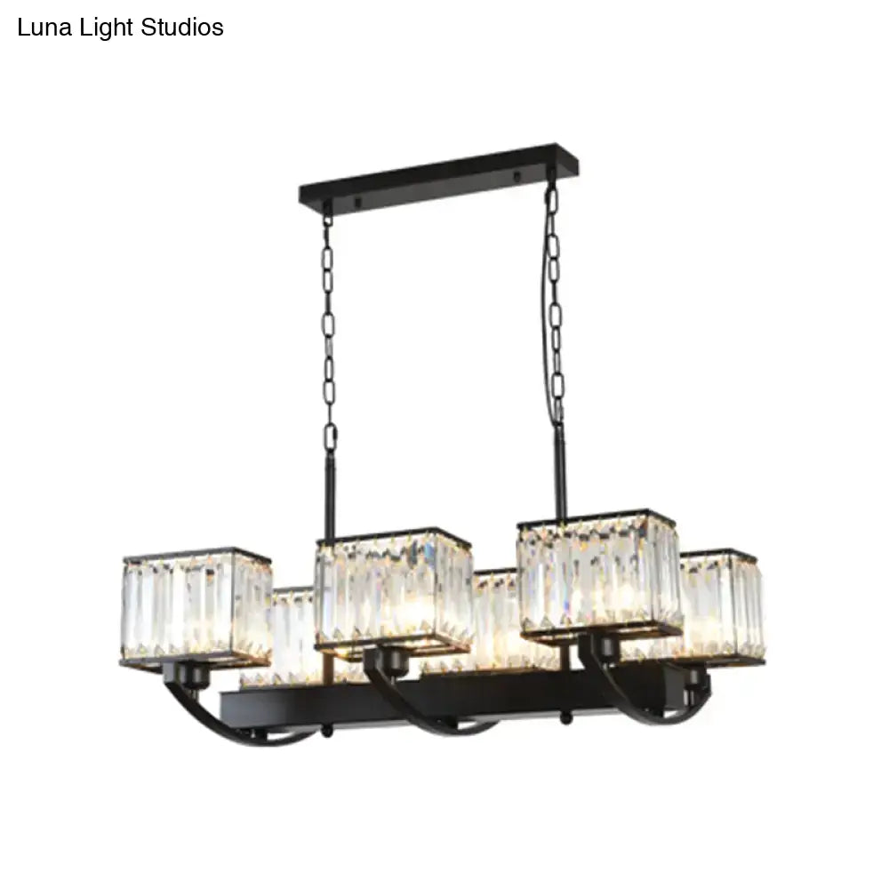 Contemporary black crystal chandelier dining room adjustable chain
