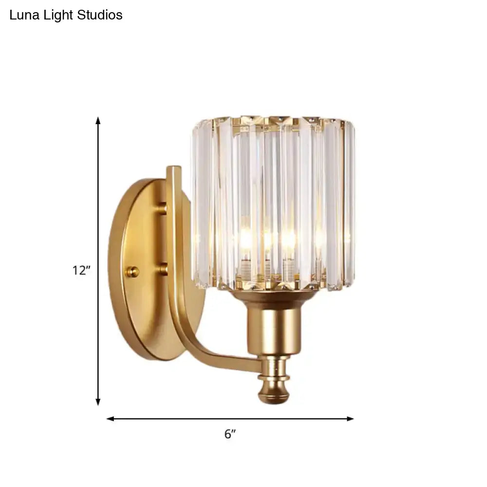 Contemporary black & gold crystal rectangle wall sconce bedroom light
