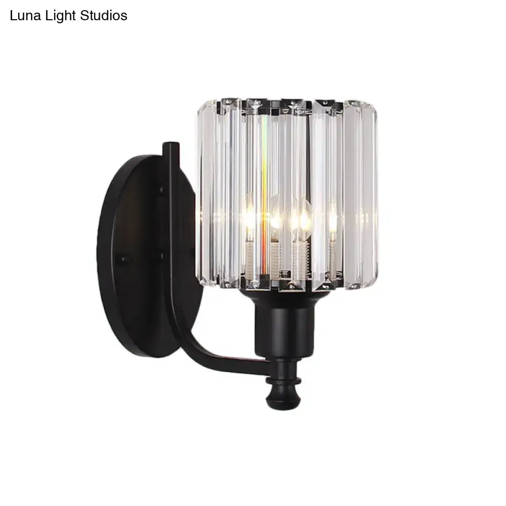 Contemporary black & gold crystal rectangle wall sconce bedroom light