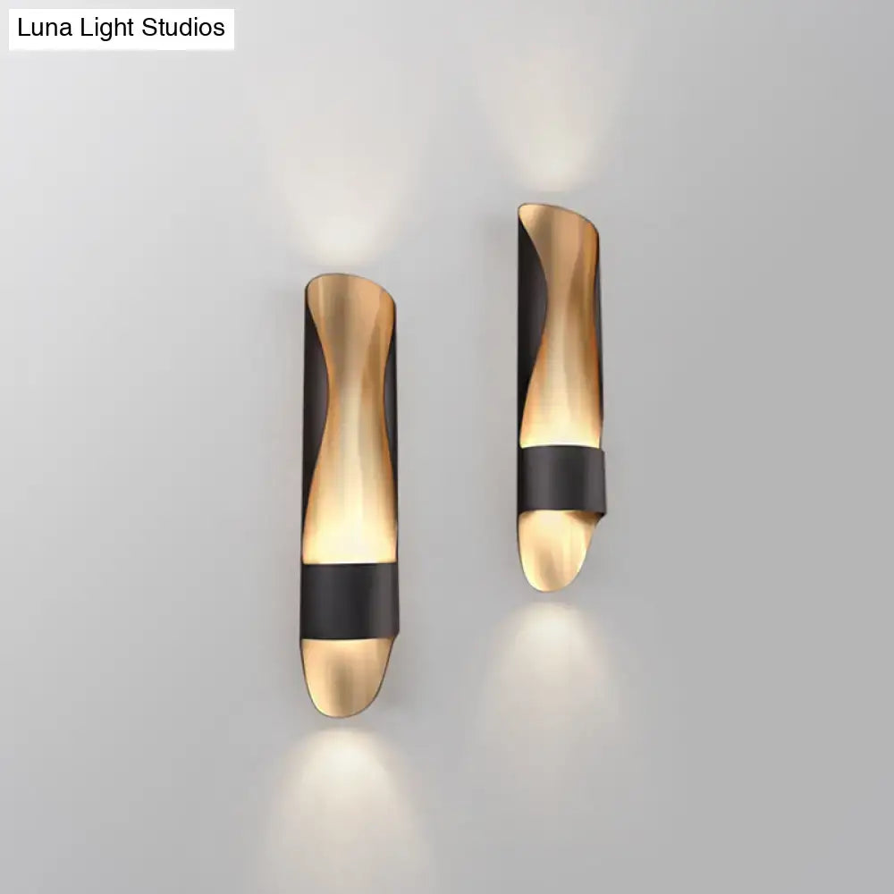 Contemporary black & gold twisted led wall sconce bedroom light