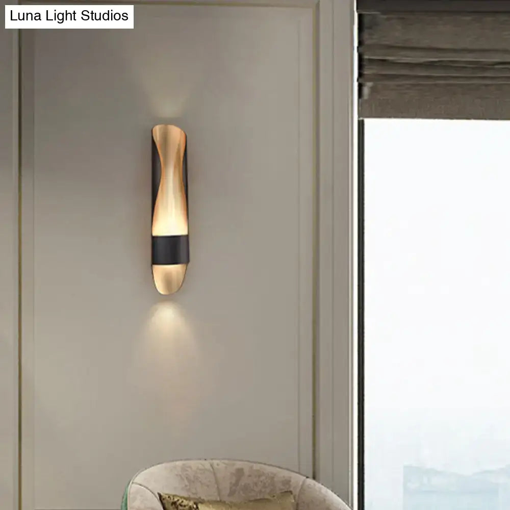Contemporary black & gold twisted led wall sconce bedroom light