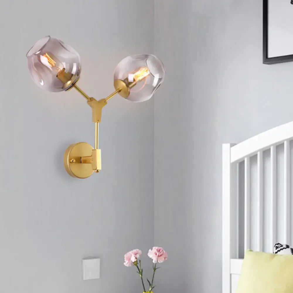 Contemporary black & gold wall sconce bedroom clear glass shade