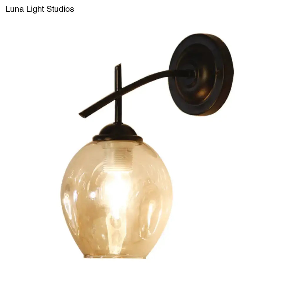 Contemporary black & gold wall sconce bedroom clear glass shade