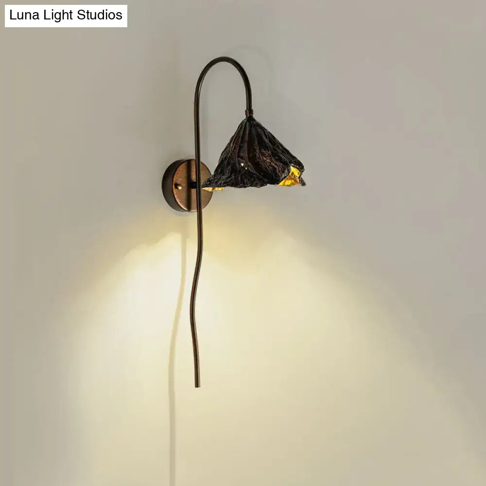 Contemporary black lotus leaf wall light – living room sconce