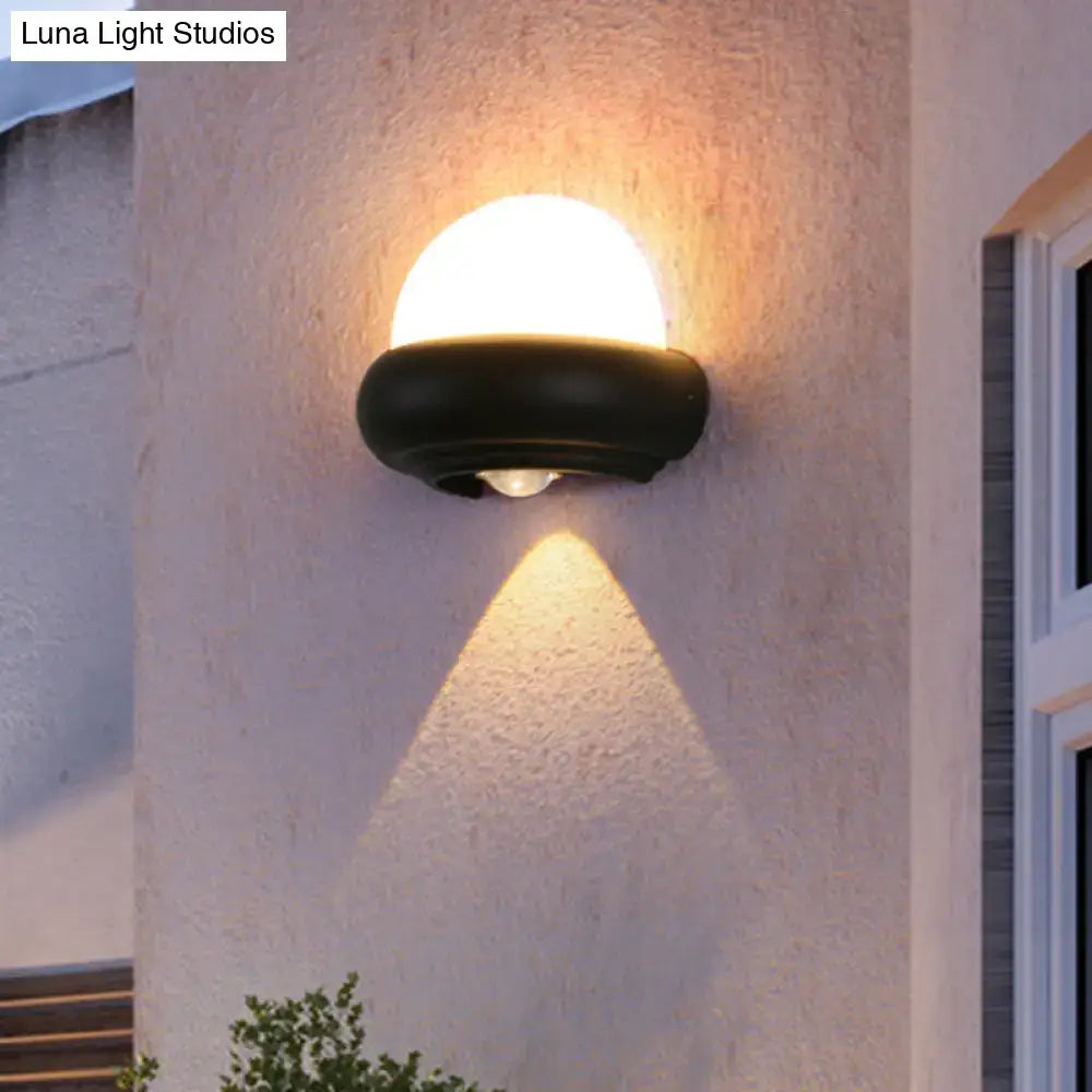 Contemporary black semi-sphere wall sconce patio outdoor area light