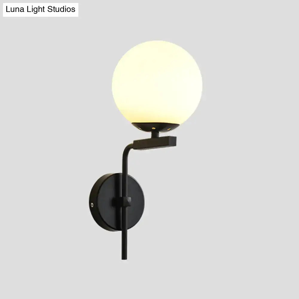 Contemporary black sphere wall mount lighting bedroom glass sconce
