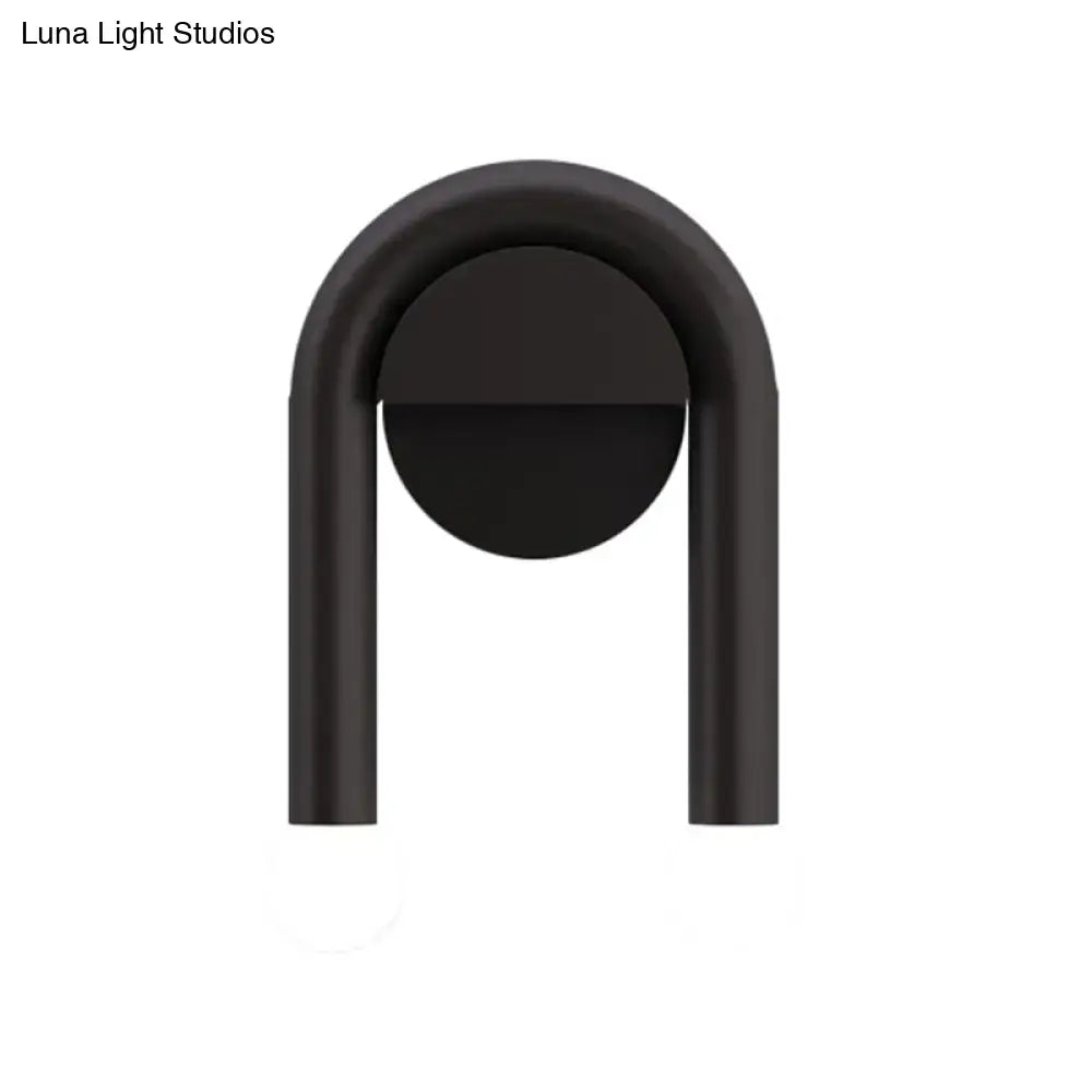 DecorBites™ Contemporary U-Shaped 2-Light Black Wall Mounted Lighting with Opal Glass Shade