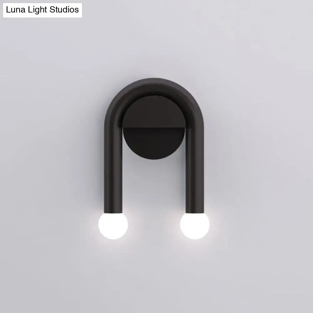 DecorBites™ Contemporary U-Shaped 2-Light Black Wall Mounted Lighting with Opal Glass Shade