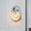 Contemporary blue & white peacock wall sconce crystal ball living room