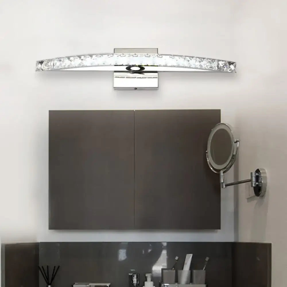DecorBites™ Contemporary Crystal Silver Wall Sconce Light - Bow Shaped Vanity Lighting for Bathroom - Warm/White Light - 17"/21"/27.5" Wide