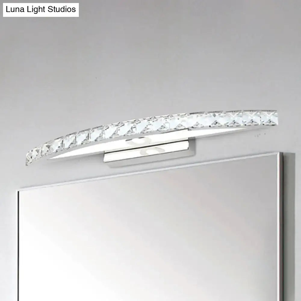 DecorBites™ Contemporary Crystal Silver Wall Sconce Light - Bow Shaped Vanity Lighting for Bathroom - Warm/White Light - 17"/21"/27.5" Wide