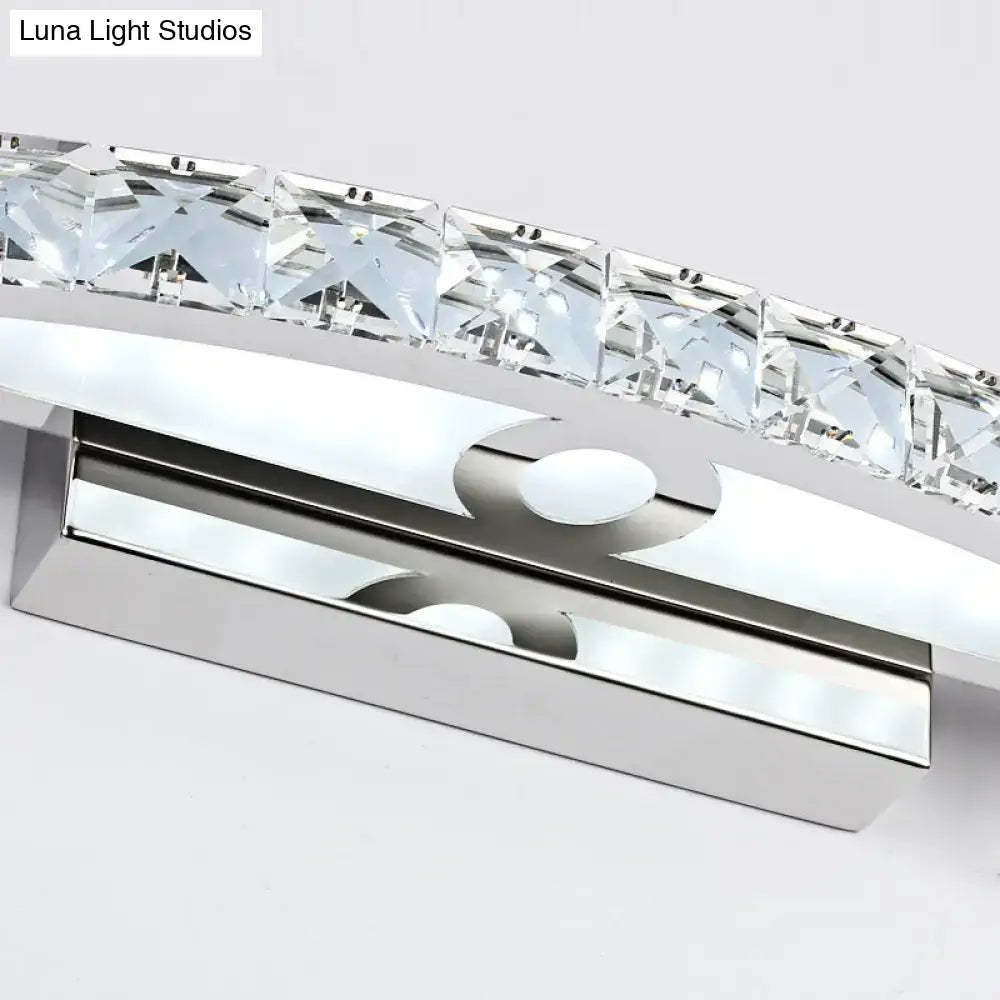 DecorBites™ Contemporary Crystal Silver Wall Sconce Light - Bow Shaped Vanity Lighting for Bathroom - Warm/White Light - 17"/21"/27.5" Wide