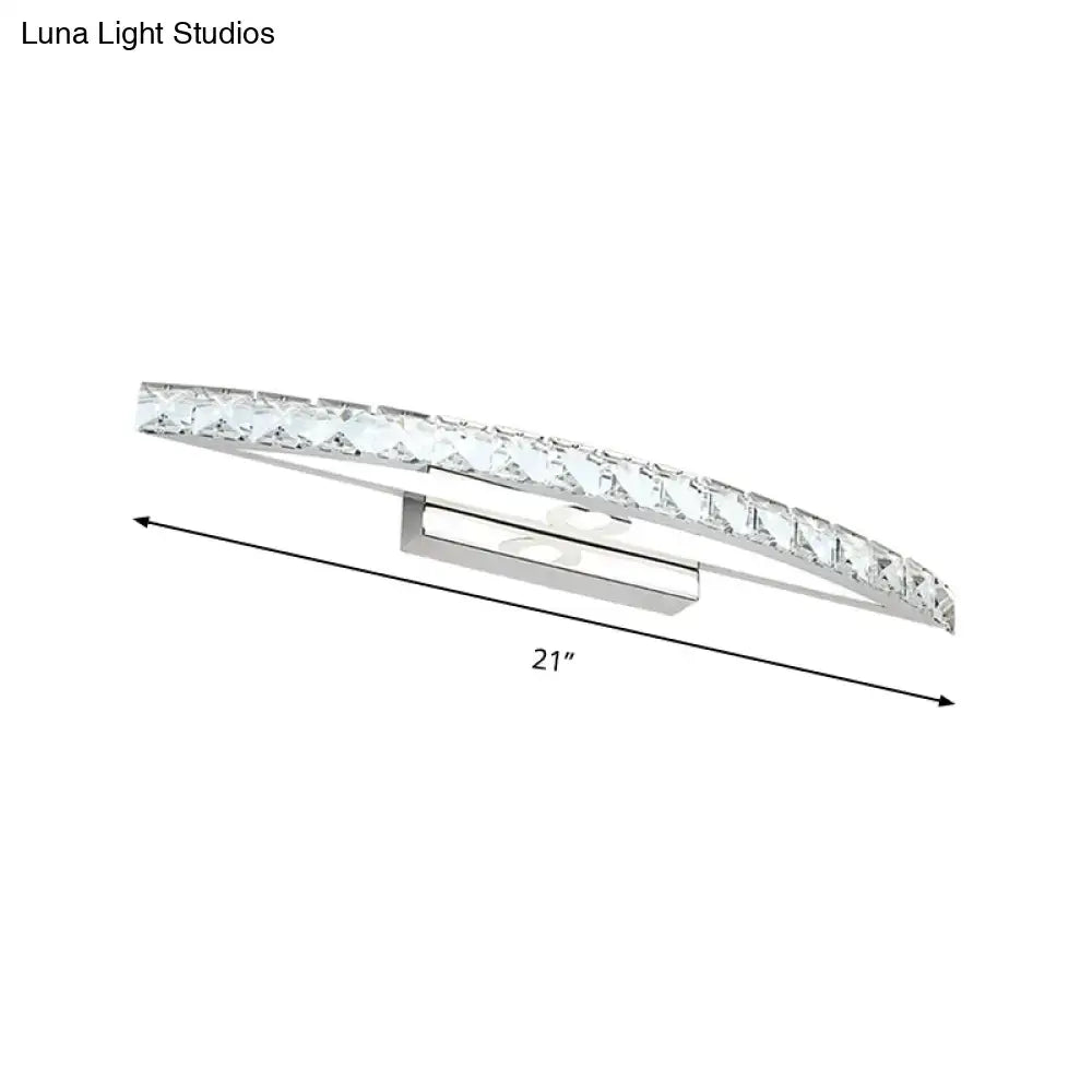 DecorBites™ Contemporary Crystal Silver Wall Sconce Light - Bow Shaped Vanity Lighting for Bathroom - Warm/White Light - 17"/21"/27.5" Wide