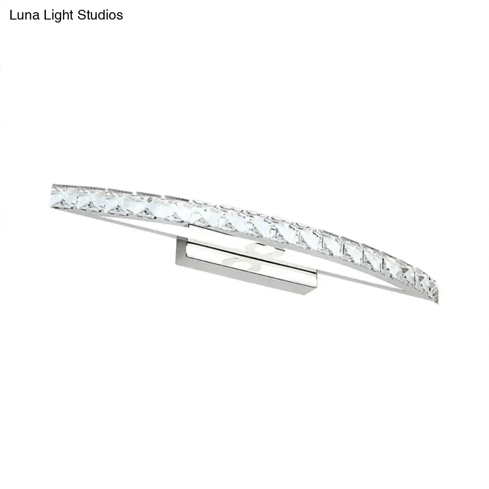 DecorBites™ Contemporary Crystal Silver Wall Sconce Light - Bow Shaped Vanity Lighting for Bathroom - Warm/White Light - 17"/21"/27.5" Wide