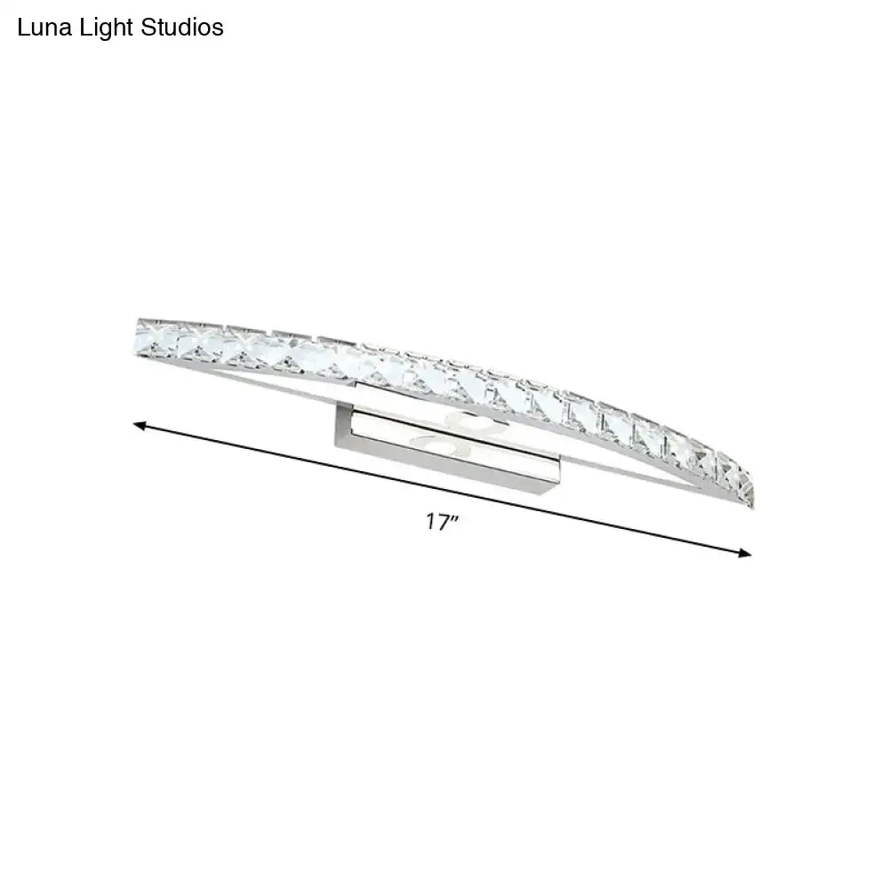 DecorBites™ Contemporary Crystal Silver Wall Sconce Light - Bow Shaped Vanity Lighting for Bathroom - Warm/White Light - 17"/21"/27.5" Wide