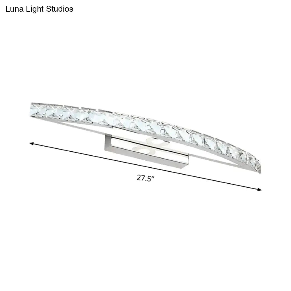 DecorBites™ Contemporary Crystal Silver Wall Sconce Light - Bow Shaped Vanity Lighting for Bathroom - Warm/White Light - 17"/21"/27.5" Wide