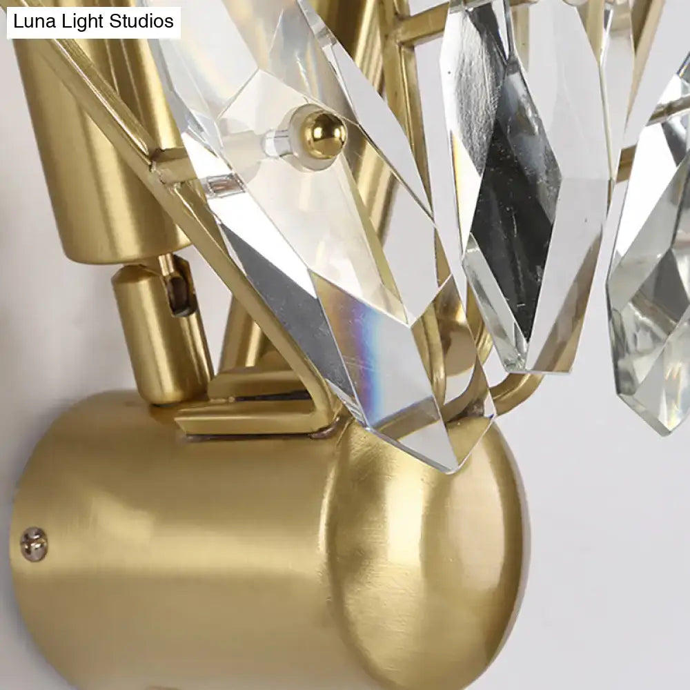 DecorBites™ Contemporary Sputnik Wall Sconce with Clear Crystal Prism Bulbs in Brass Finish