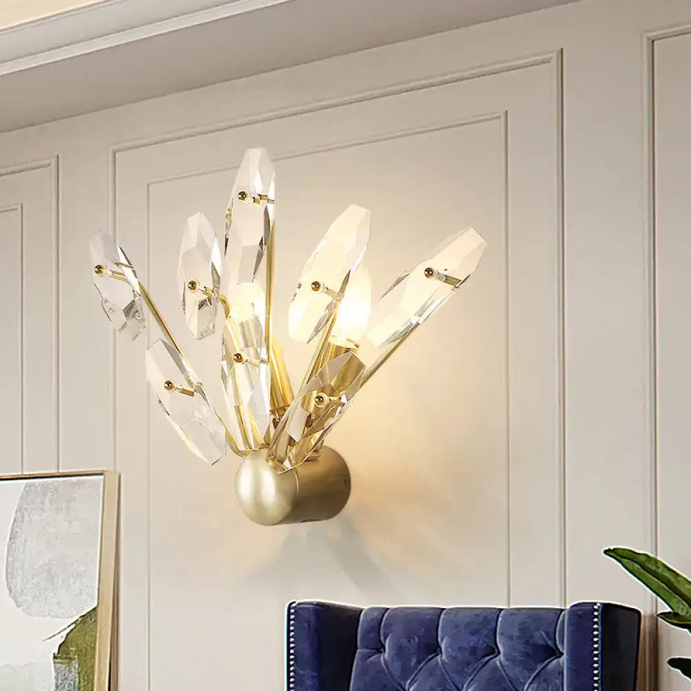 DecorBites™ Contemporary Sputnik Wall Sconce with Clear Crystal Prism Bulbs in Brass Finish