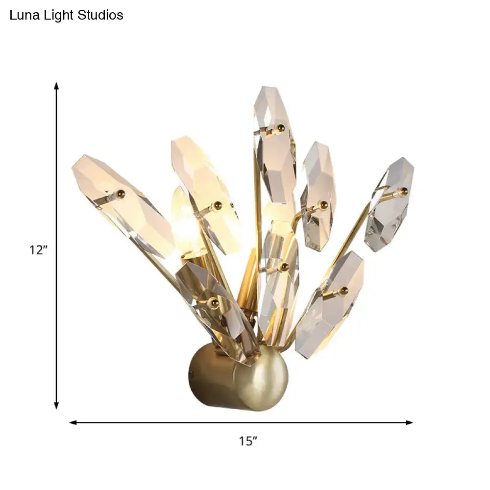 DecorBites™ Contemporary Sputnik Wall Sconce with Clear Crystal Prism Bulbs in Brass Finish