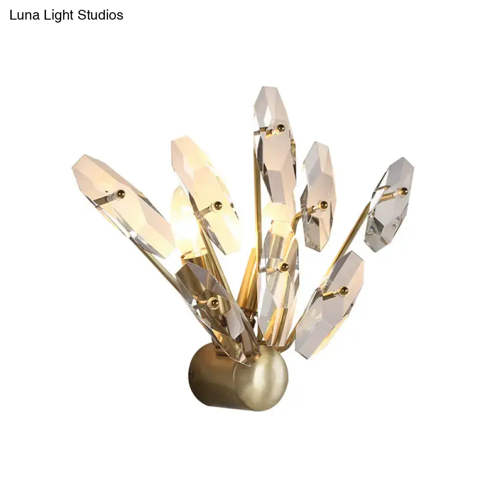 DecorBites™ Contemporary Sputnik Wall Sconce with Clear Crystal Prism Bulbs in Brass Finish