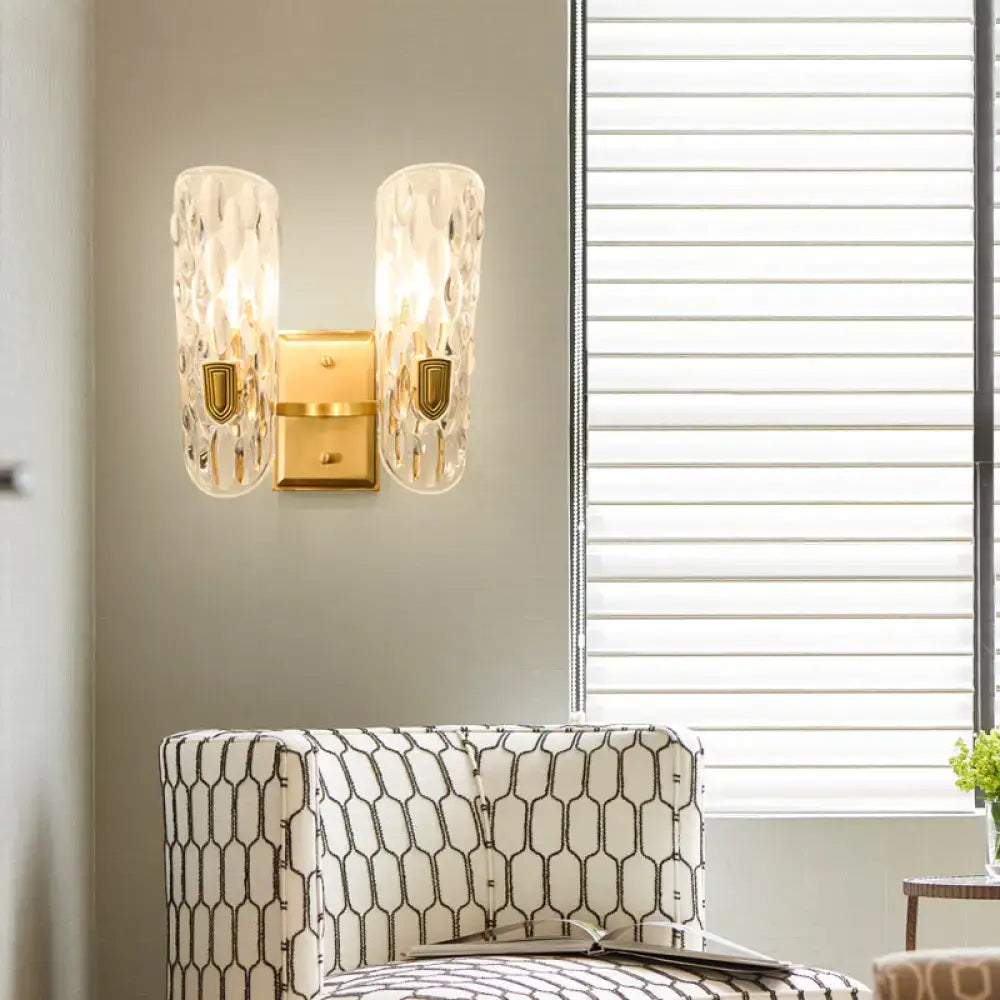 Contemporary brass water glass wall sconce bedroom bedside light