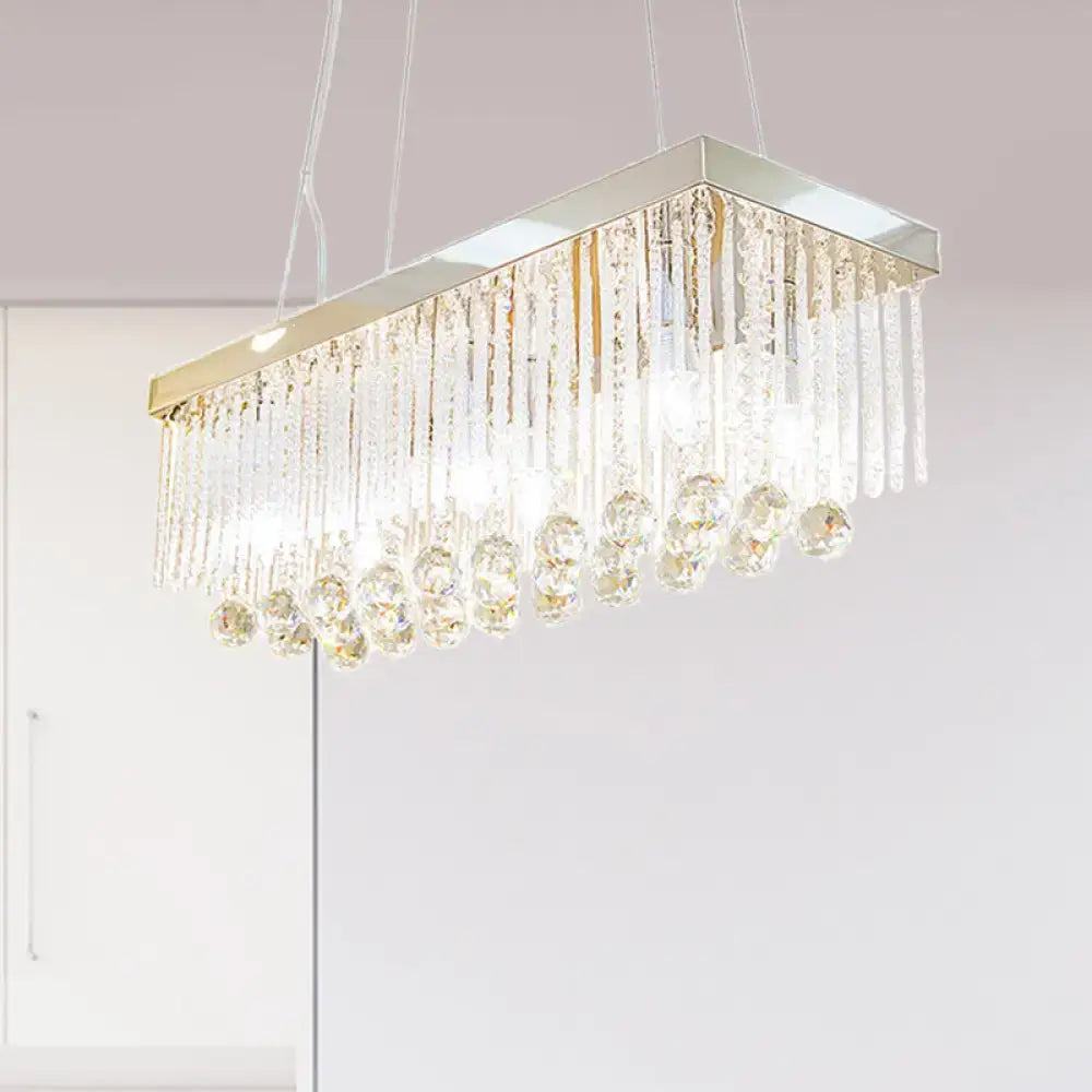 DecorBites™ Contemporary 6-Head Chrome Island Light Fixture with Crystal Ball Accents