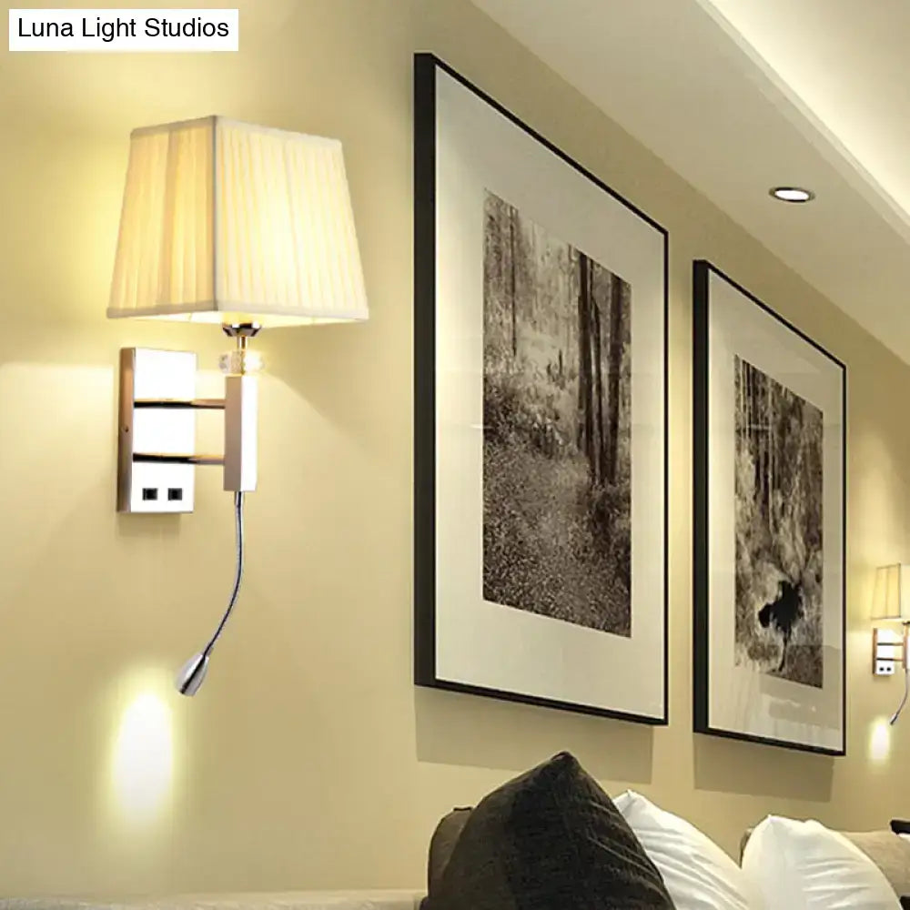 Contemporary chrome led light fixture with spot light bedroom sconce
