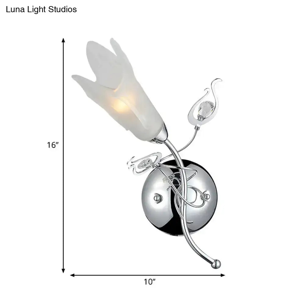 Contemporary chrome opal glass petal wall sconce bedroom e12 light