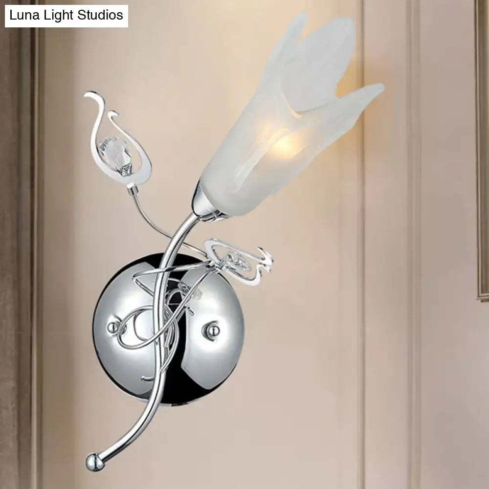 Contemporary chrome opal glass petal wall sconce bedroom e12 light