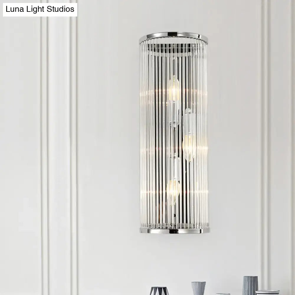 DecorBites™ Contemporary 3-Head Wall Sconce with Clear Crystal Tube Shades - Flush Mount Light