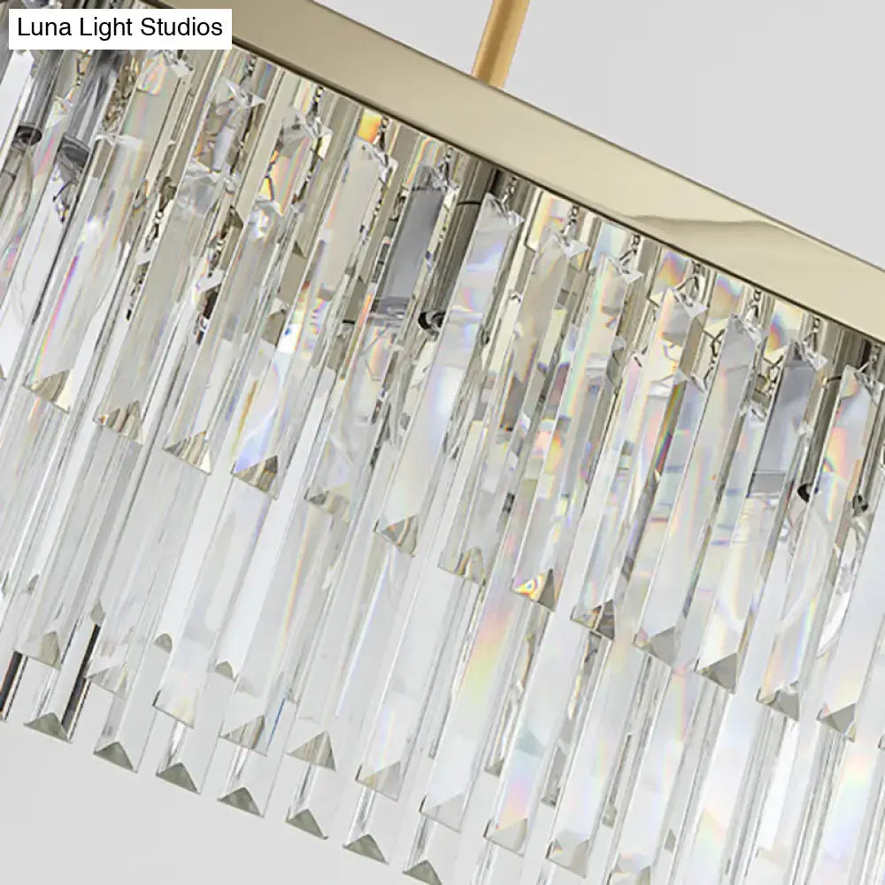 Contemporary clear & amber crystal light fixture dining room chandelier
