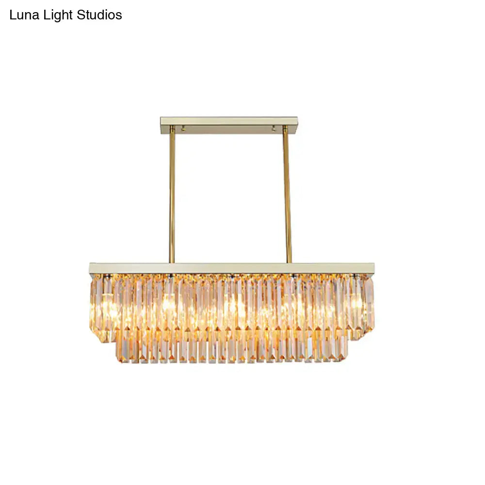 Contemporary clear & amber crystal light fixture dining room chandelier