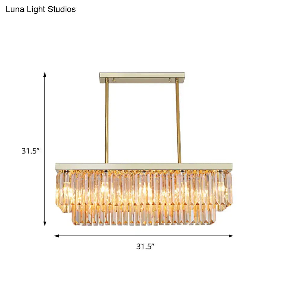 Contemporary clear & amber crystal light fixture dining room chandelier