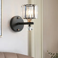 DecorBites™ Contemporary Clear Ribbed Glass Wall Mounted Drum Sconce Light in Black