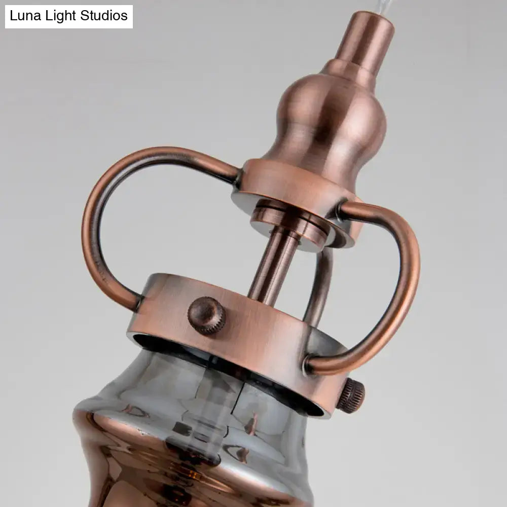 DecorBites™ Contemporary 2-Light Copper Finish Wall Sconce with Smoke Gray/Amber Glass Tube & Gooseneck Arm