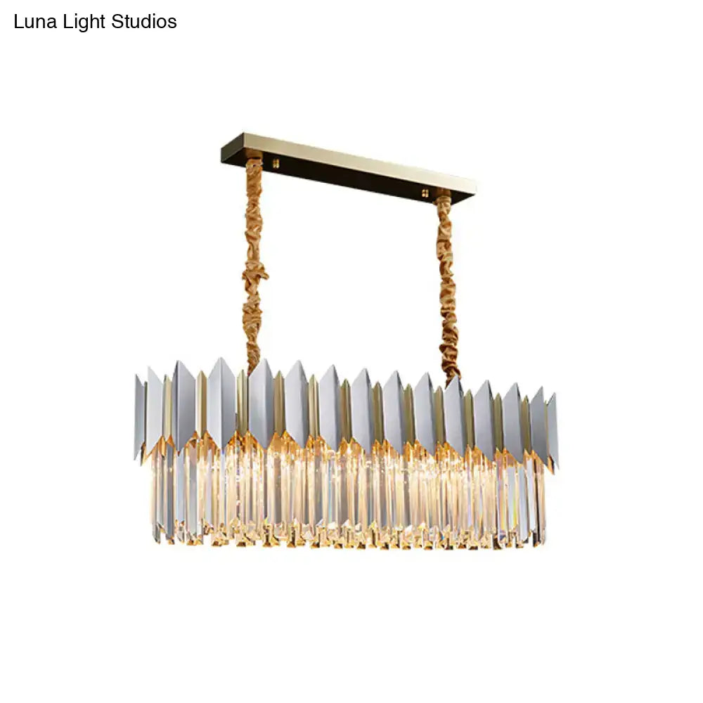 Contemporary crystal silver finish chandelier dining room island light