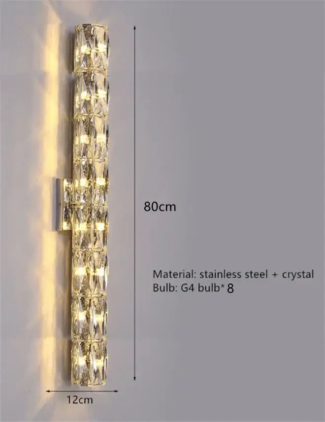Contemporary crystal wall sconce gold frame bedroom light