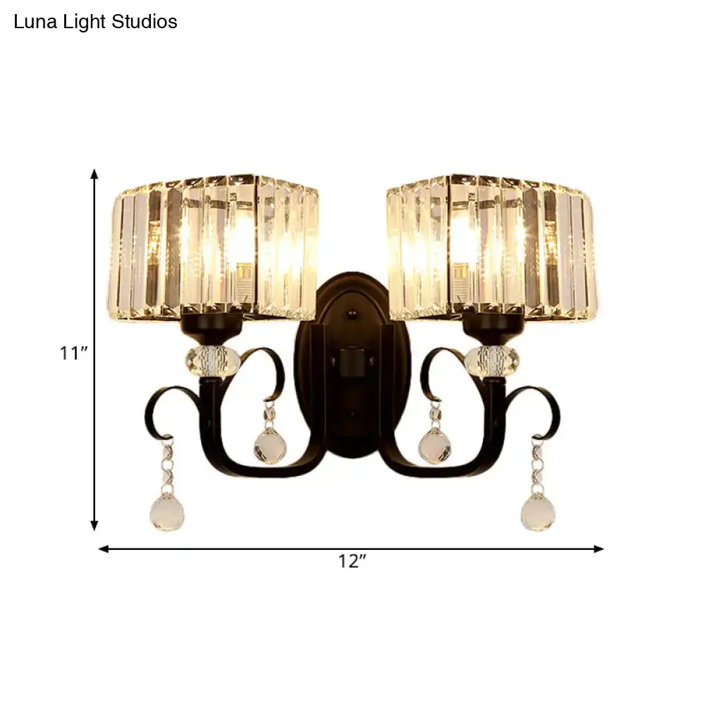 Contemporary dark bronze crystal sconce light bedroom wall lamp