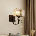 Contemporary dark bronze crystal sconce light bedroom wall lamp