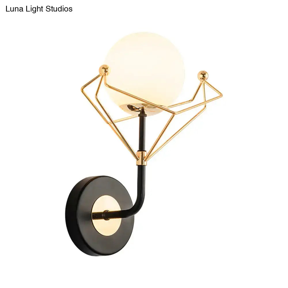 Contemporary gold and black glass orb wall sconce bedroom light