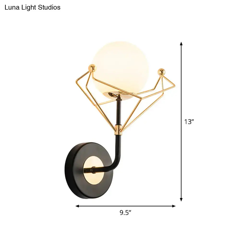 Contemporary gold and black glass orb wall sconce bedroom light