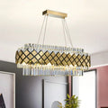 Contemporary gold and clear crystal block oval pendant light dining room
