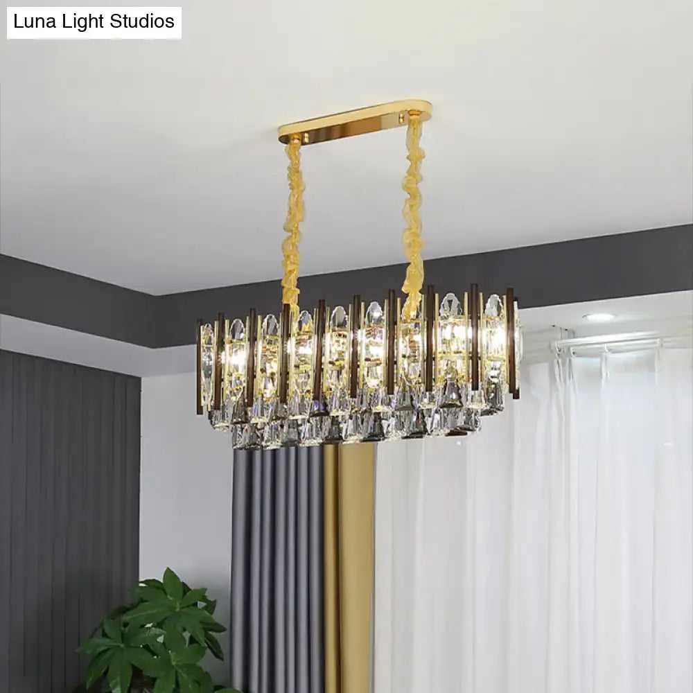 Contemporary gold and crystal cone light fixture dining room 110v-120v